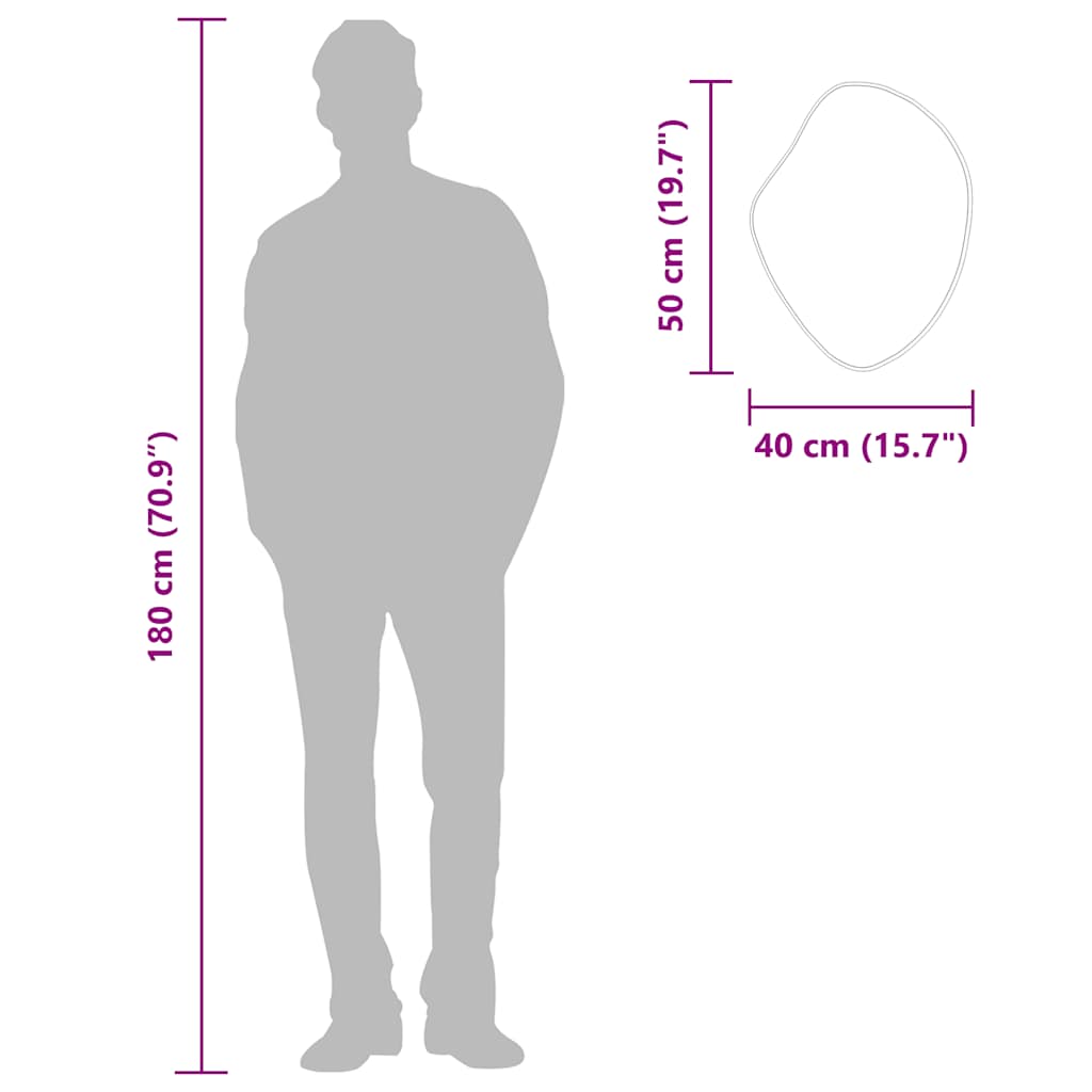 Oglindă de perete, negru, 50x40 cm