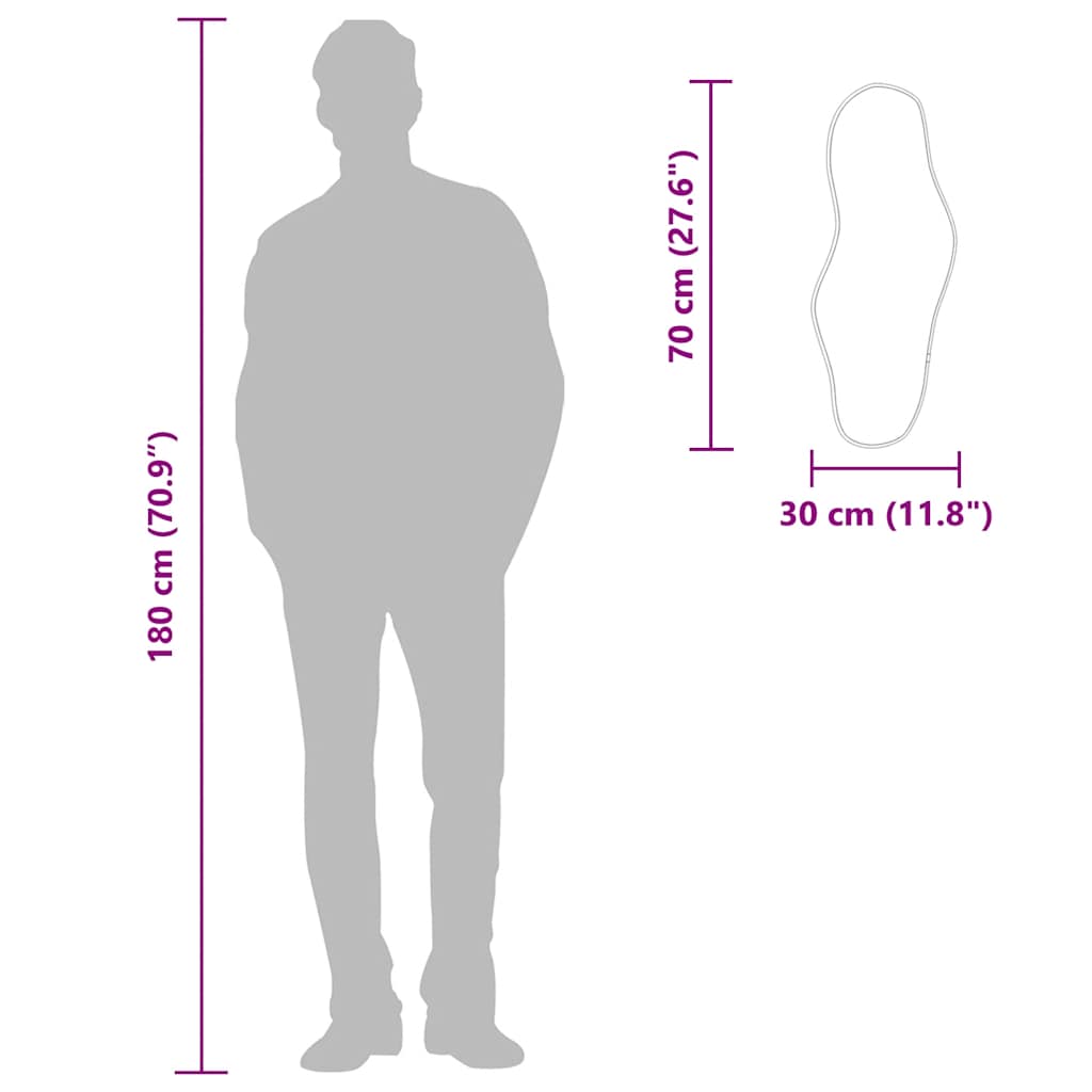 Oglindă de perete, argintiu, 70x30 cm