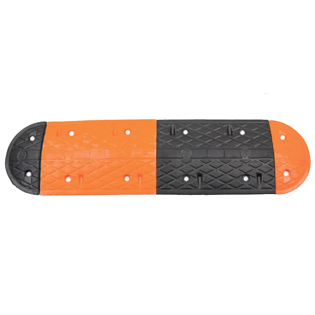 Prag limitator de viteză galben și negru 129x32,5x4 cm cauciuc