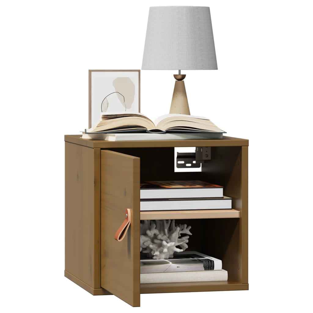 Dulapuri perete 2 buc, maro miere, 31,5x30x30cm, lemn masiv pin