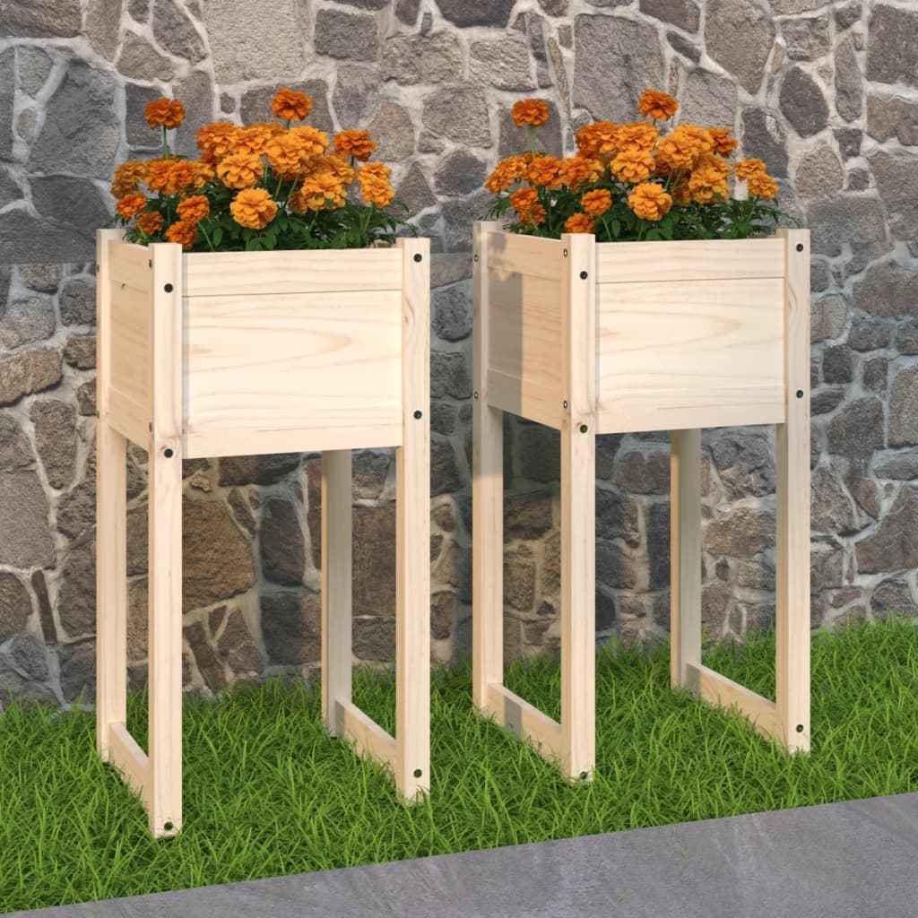 Jardiniere, 2 buc, 40x40x81 cm, lemn masiv de pin