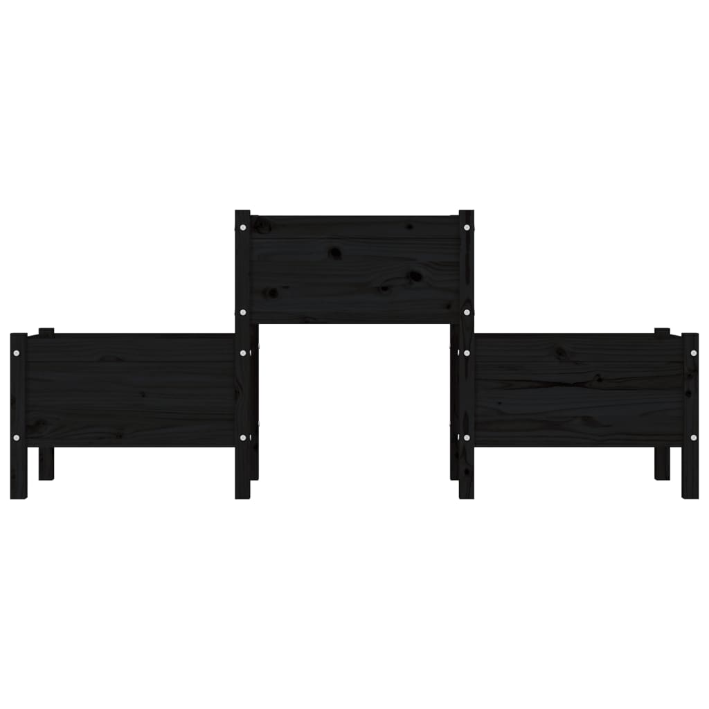 Jardinieră, negru, 178,5x44x75 cm, lemn masiv de pin