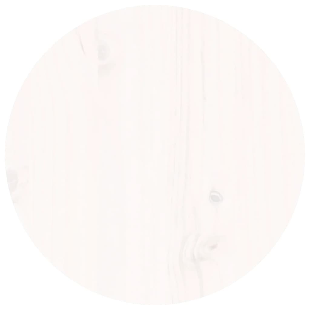 Măsuță de cafea, alb, Ø 35x35 cm, lemn masiv de pin