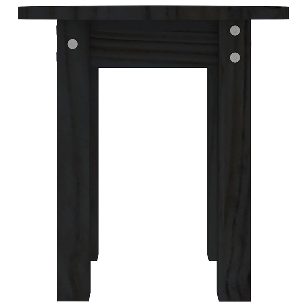 Măsuță de cafea, negru, Ø 35x35 cm, lemn masiv de pin