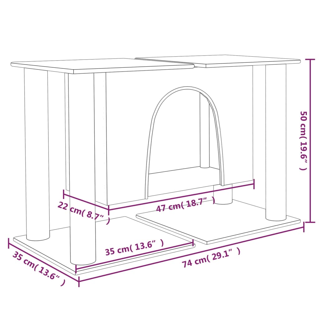 Ansamblu de pisici, stâlpi din funie sisal, gri deschis, 50 cm
