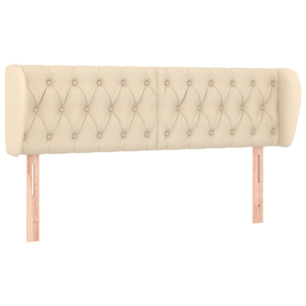 Tăblie de pat cu aripioare crem 147x23x78/88 cm material textil