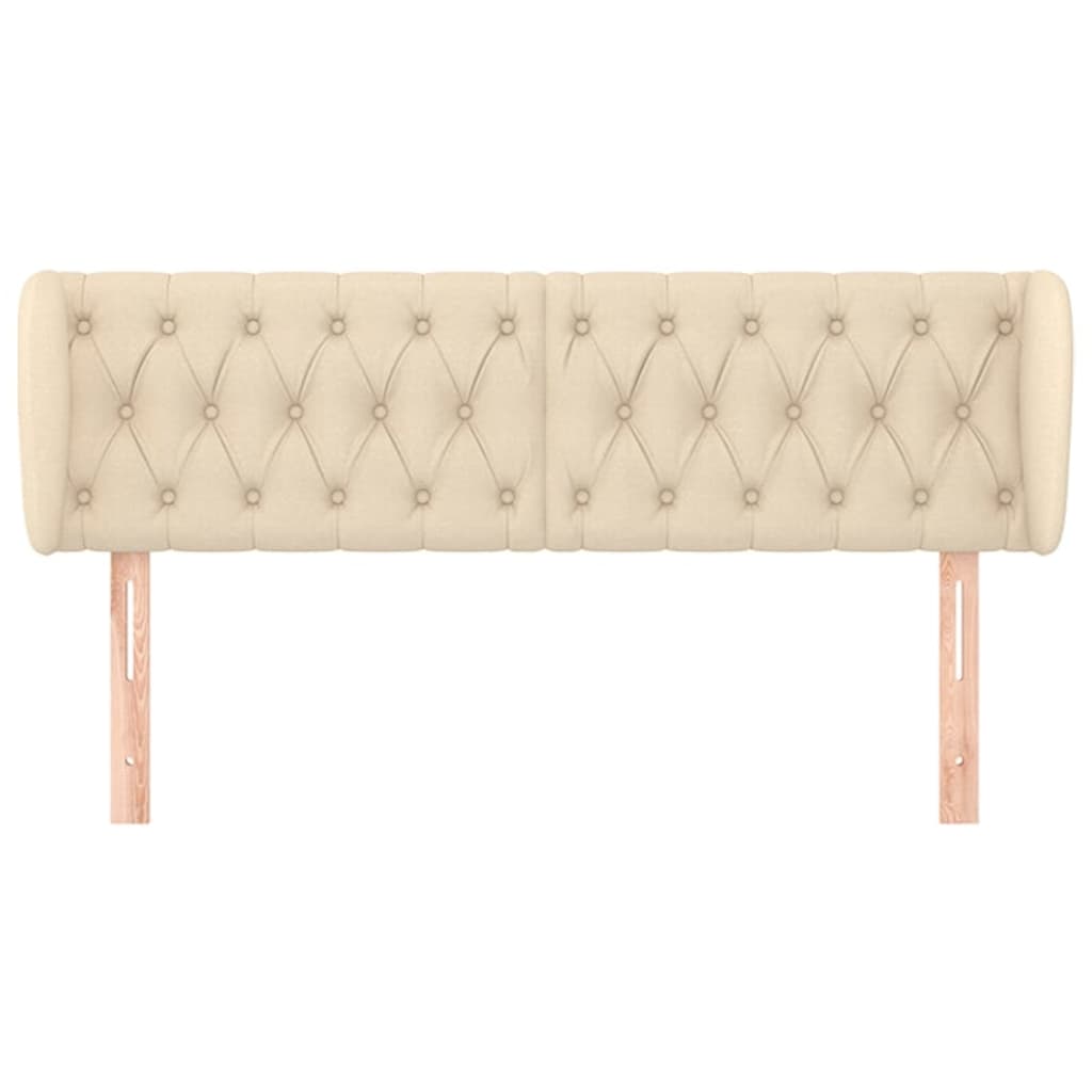 Tăblie de pat cu aripioare crem 147x23x78/88 cm material textil