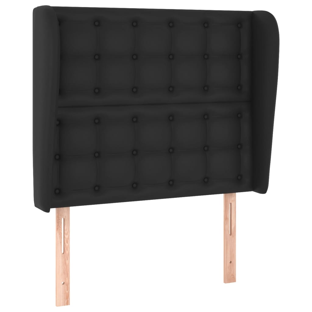 Tăblie de pat cu aripioare, negru, 103x23x118/128 cm, piele eco