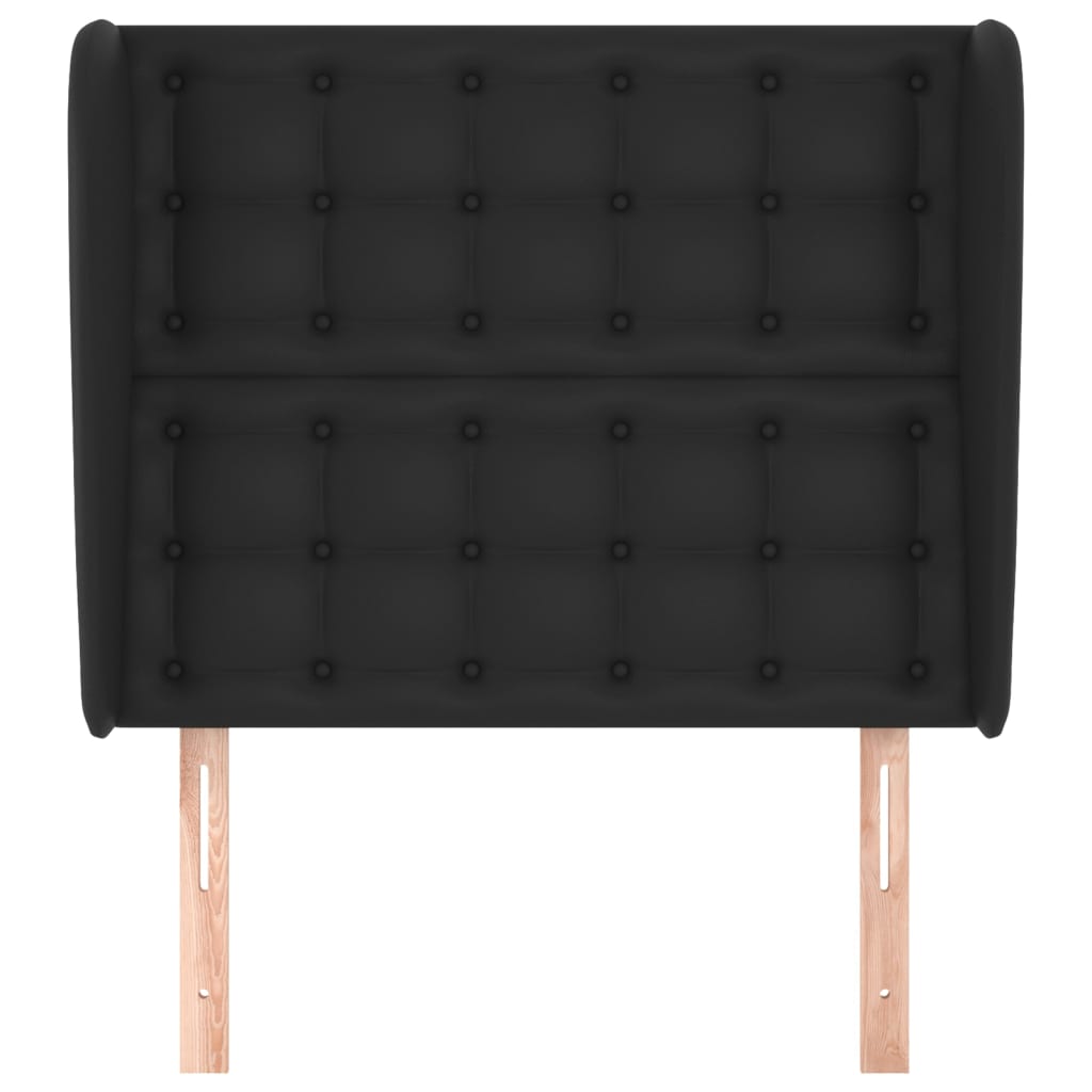 Tăblie de pat cu aripioare, negru, 103x23x118/128 cm, piele eco