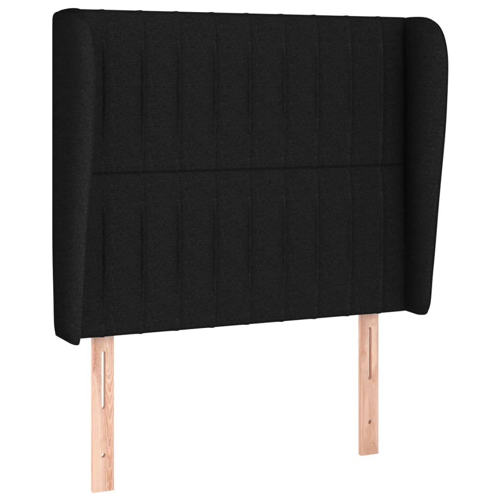 Tăblie de pat cu aripioare, negru, 83x23x118/128 cm, textil