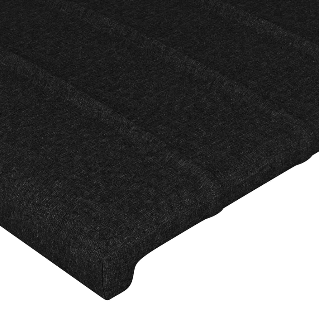 Tăblie de pat cu aripioare, negru, 83x23x118/128 cm, textil