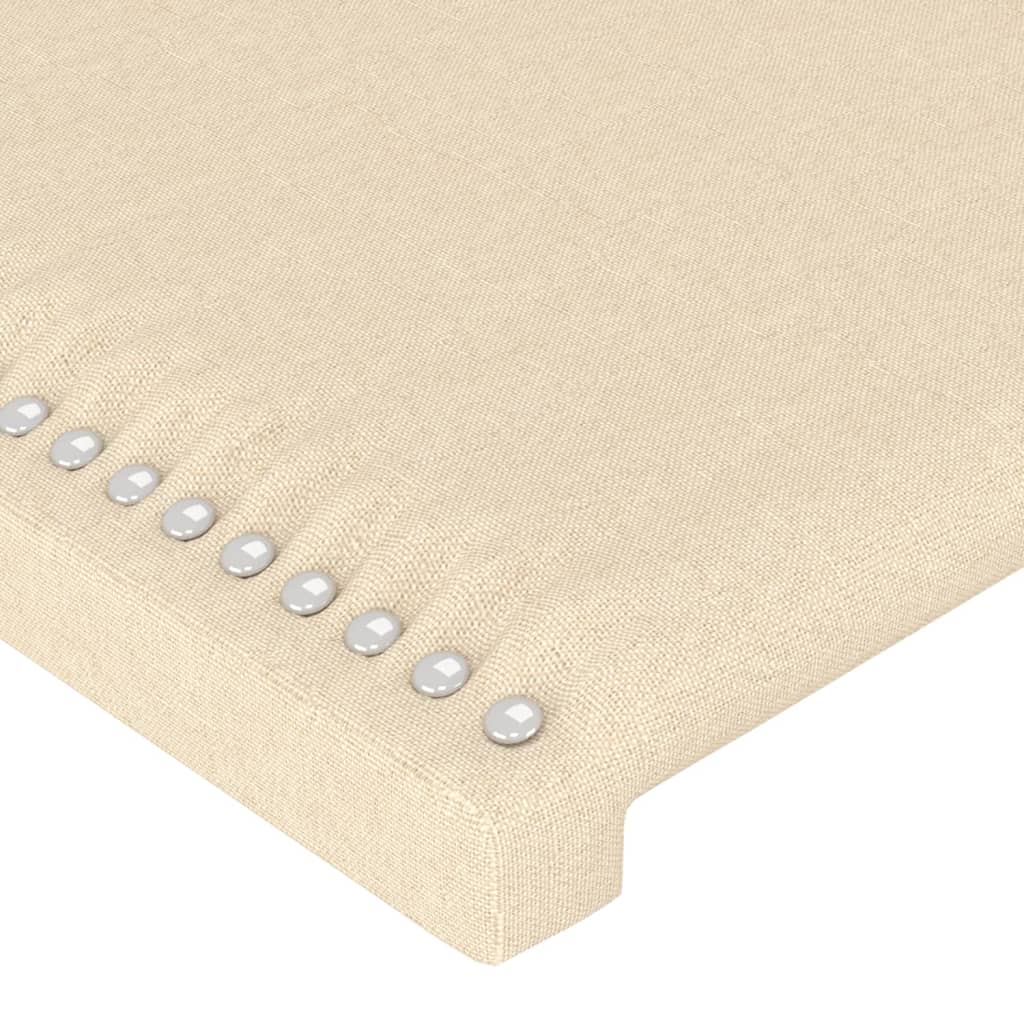 Tăblie de pat cu LED, crem, 90x5x118/128 cm, textil