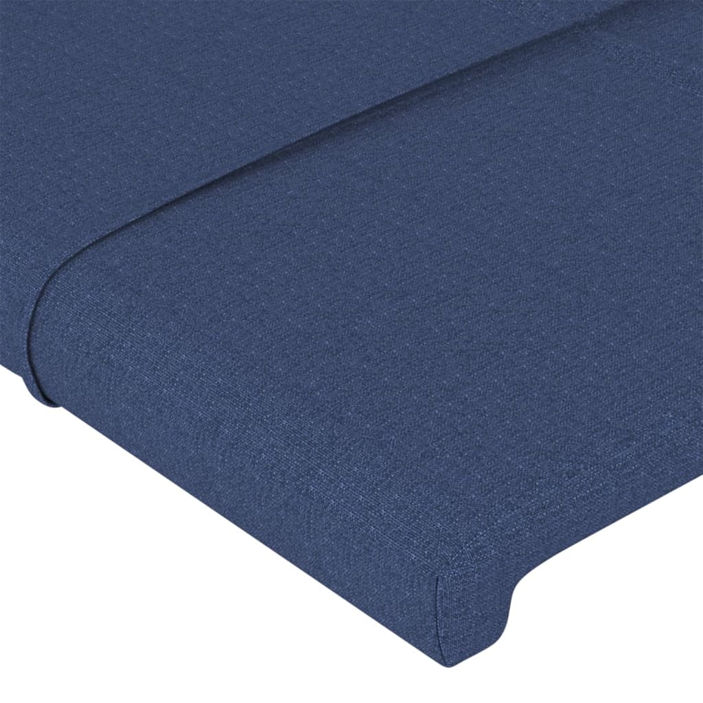 Tăblie de pat cu LED, albastru, 180x5x118/128 cm, textil