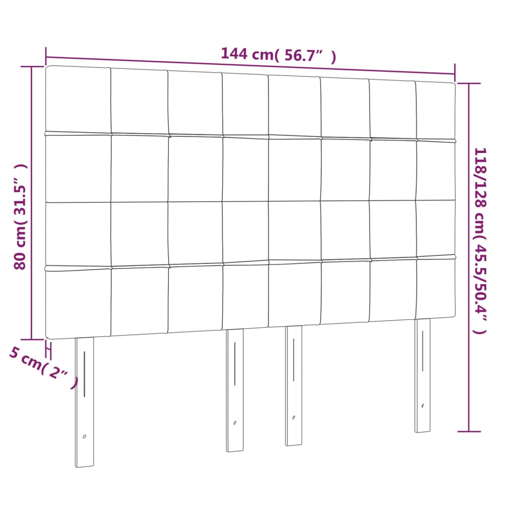 Tăblie de pat cu LED, roz, 144x5x118/128 cm, catifea