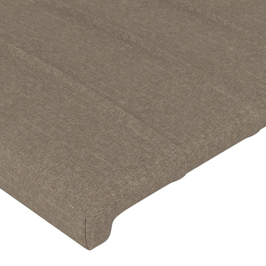 Tăblie de pat cu LED, gri taupe, 144x5x118/128 cm, textil