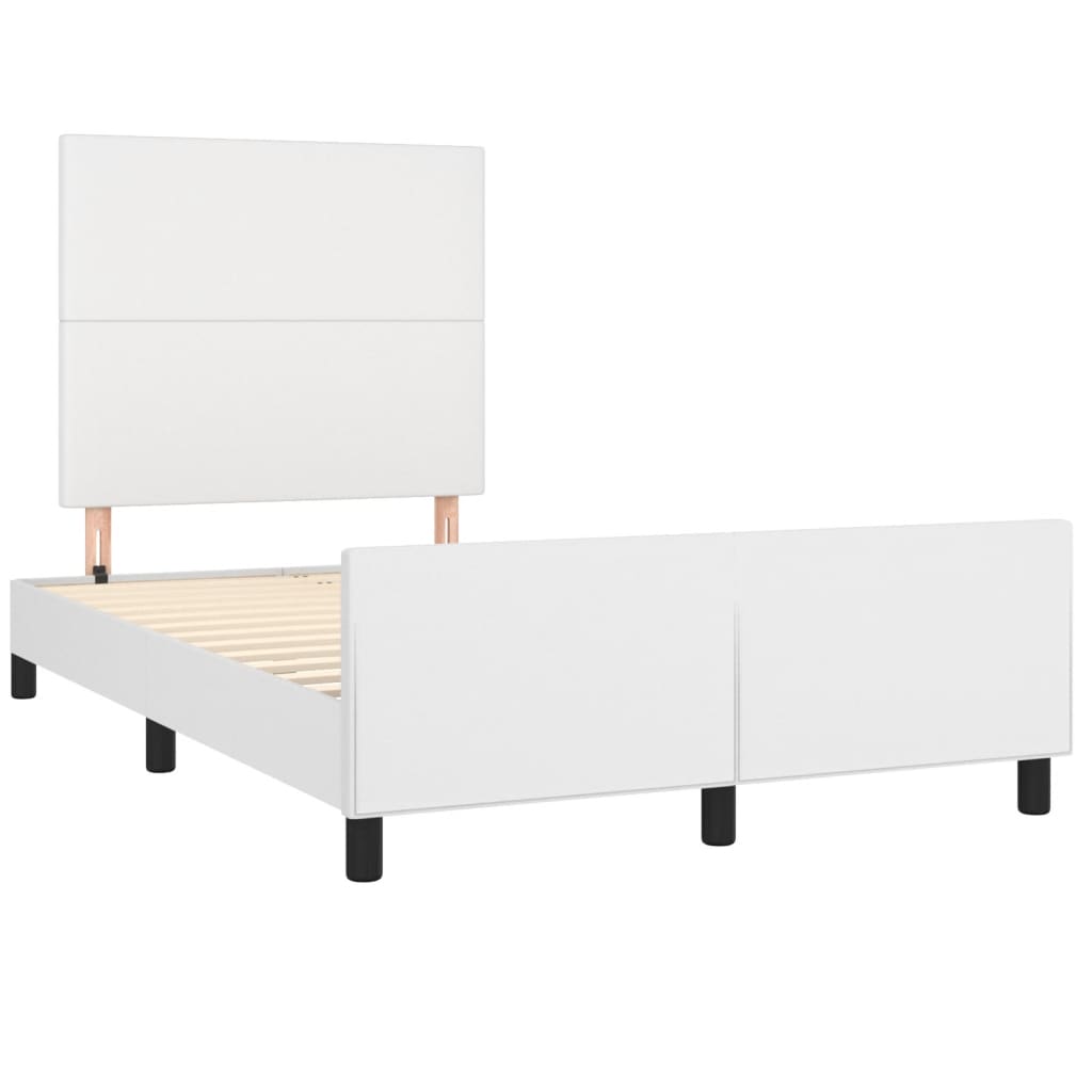 Cadru de pat cu tăblie, alb, 120x200 cm, piele ecologică