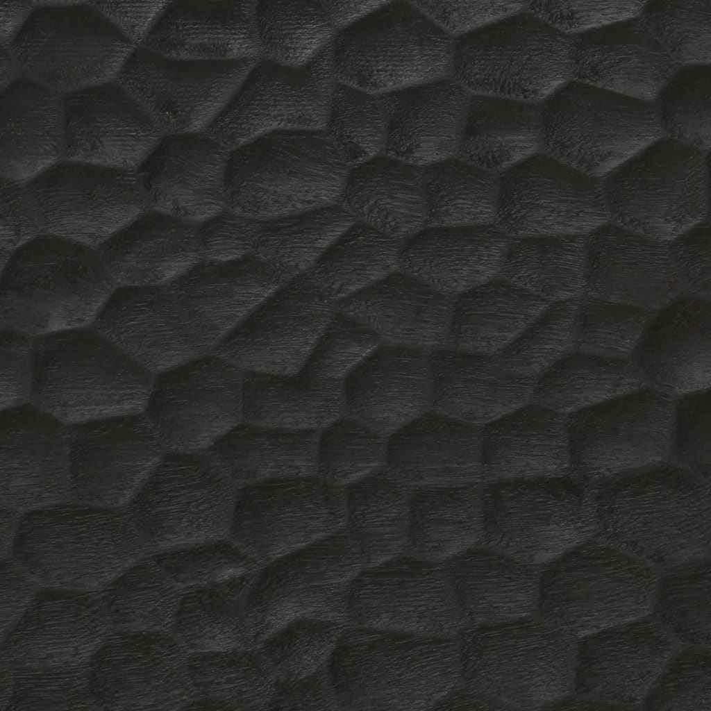 Oglindă de baie negru 50x70x2,5cm lemn masiv de mango și sticlă