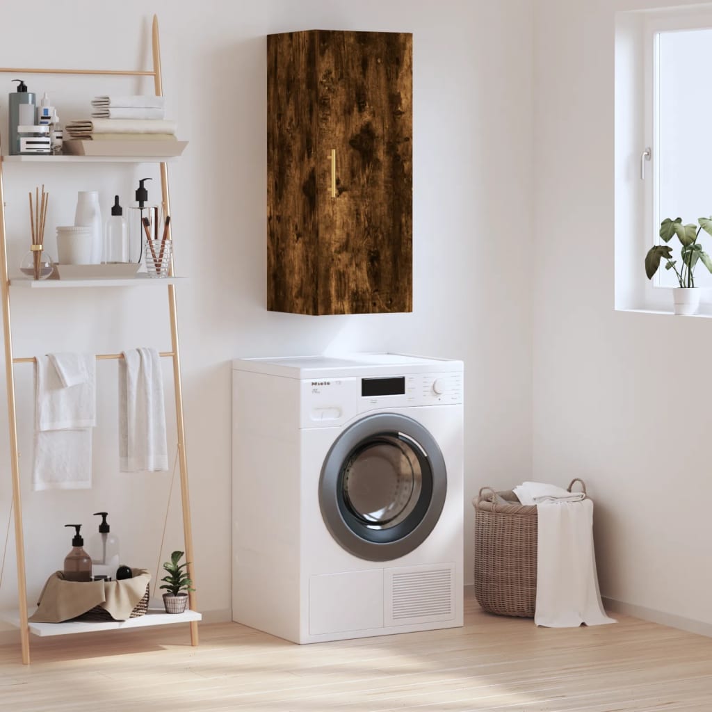 Dulap montat pe perete, stejar fumuriu, 34,5x34x90 cm