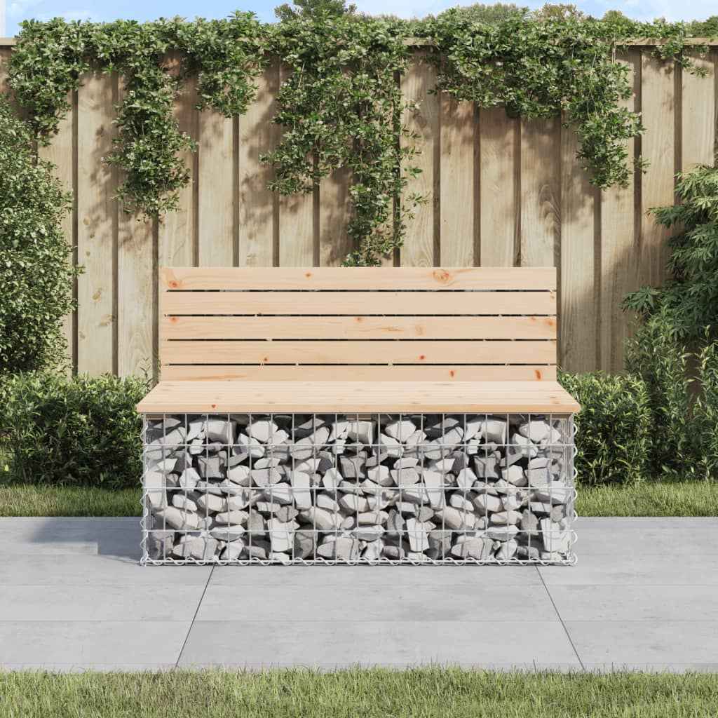 Bancă de grădină, design gabion, 103x70x65cm, lemn masiv de pin