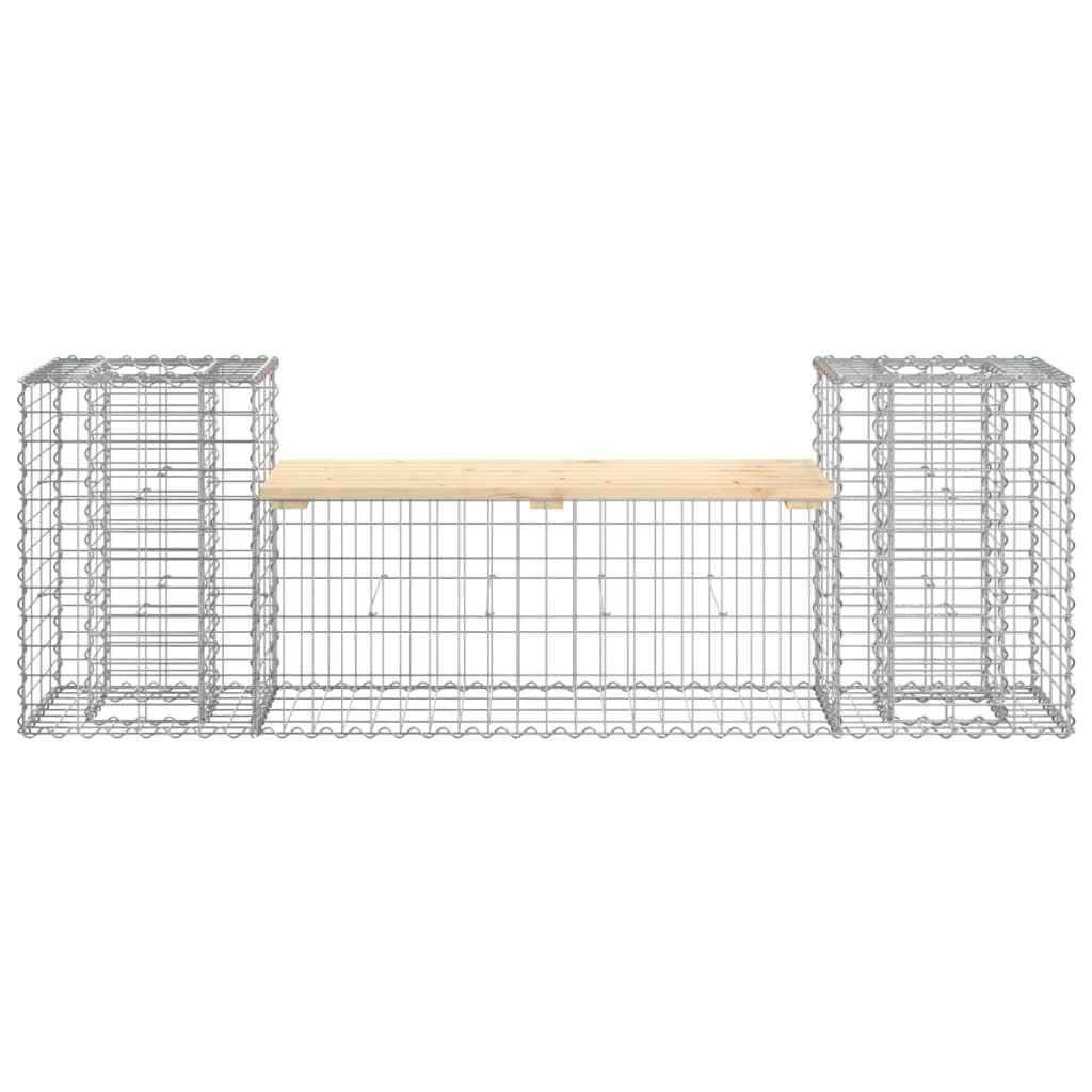 Bancă de grădină cu gabion, 183x41x60,5 cm, lemn masiv pin