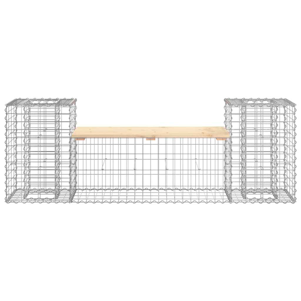 Bancă de grădină cu gabion, 183x41x60,5 cm, lemn masiv pin