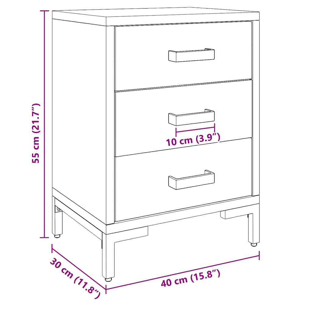 Noptiere, 2 buc., 40x30x55 cm, lemn masiv de pin