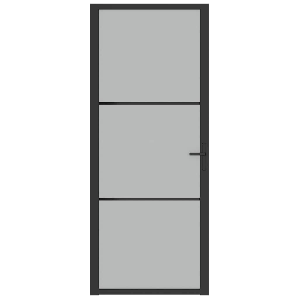 Ușă de interior, 83x201,5 cm, sticlă neagră mată și aluminiu