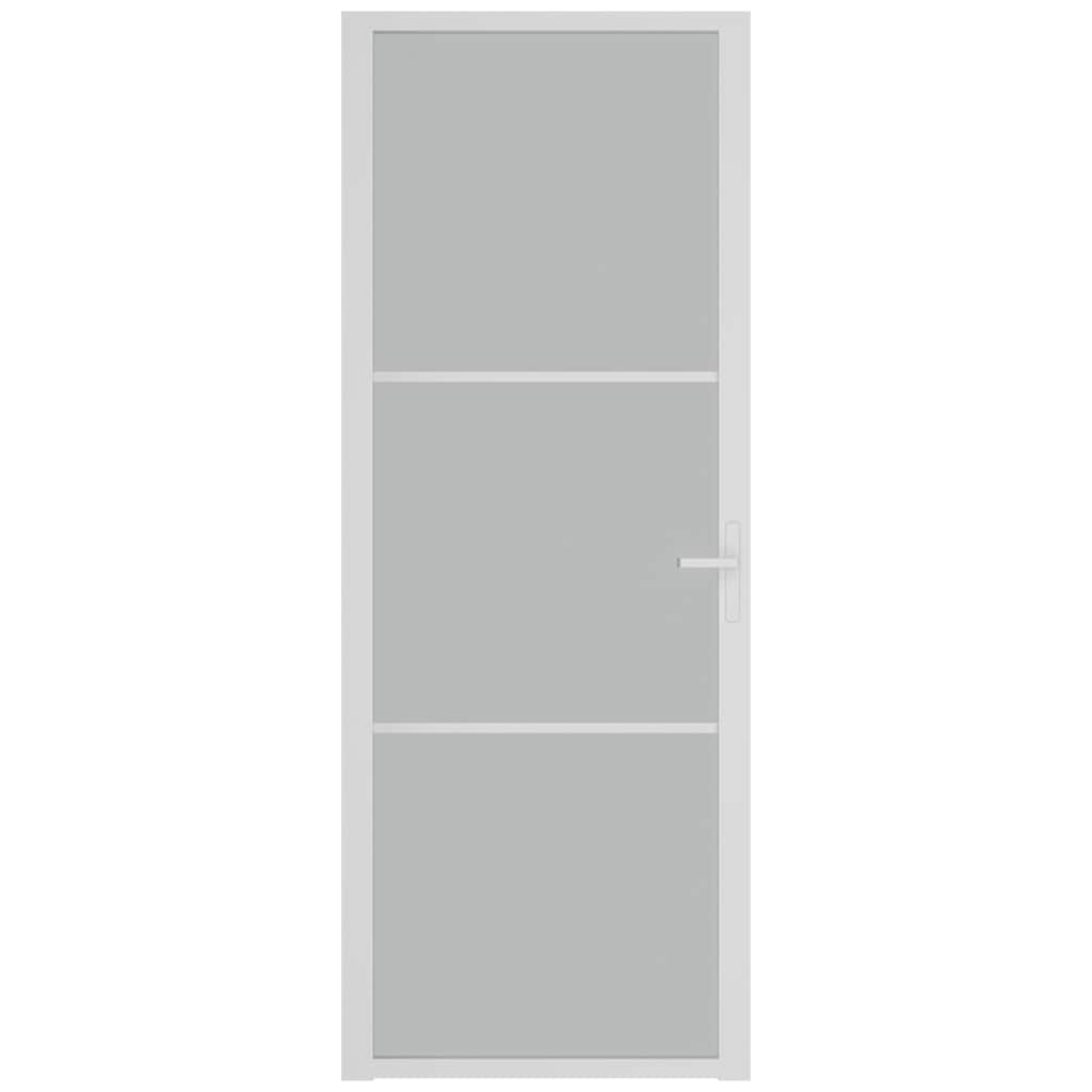 Ușă de interior, 76x201,5 cm, alb, sticlă mată și aluminiu
