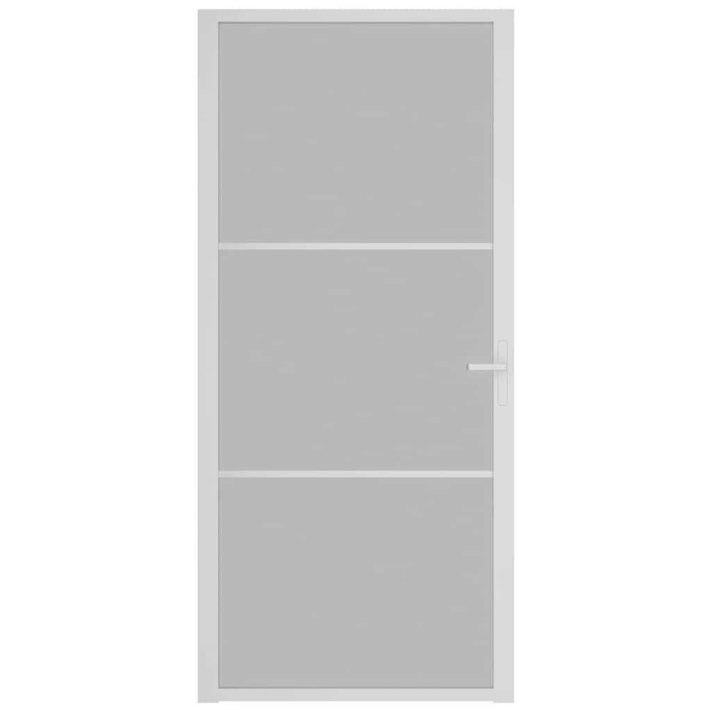 Ușă de interior, 93x201,5 cm, alb,sticlă mată și aluminiu