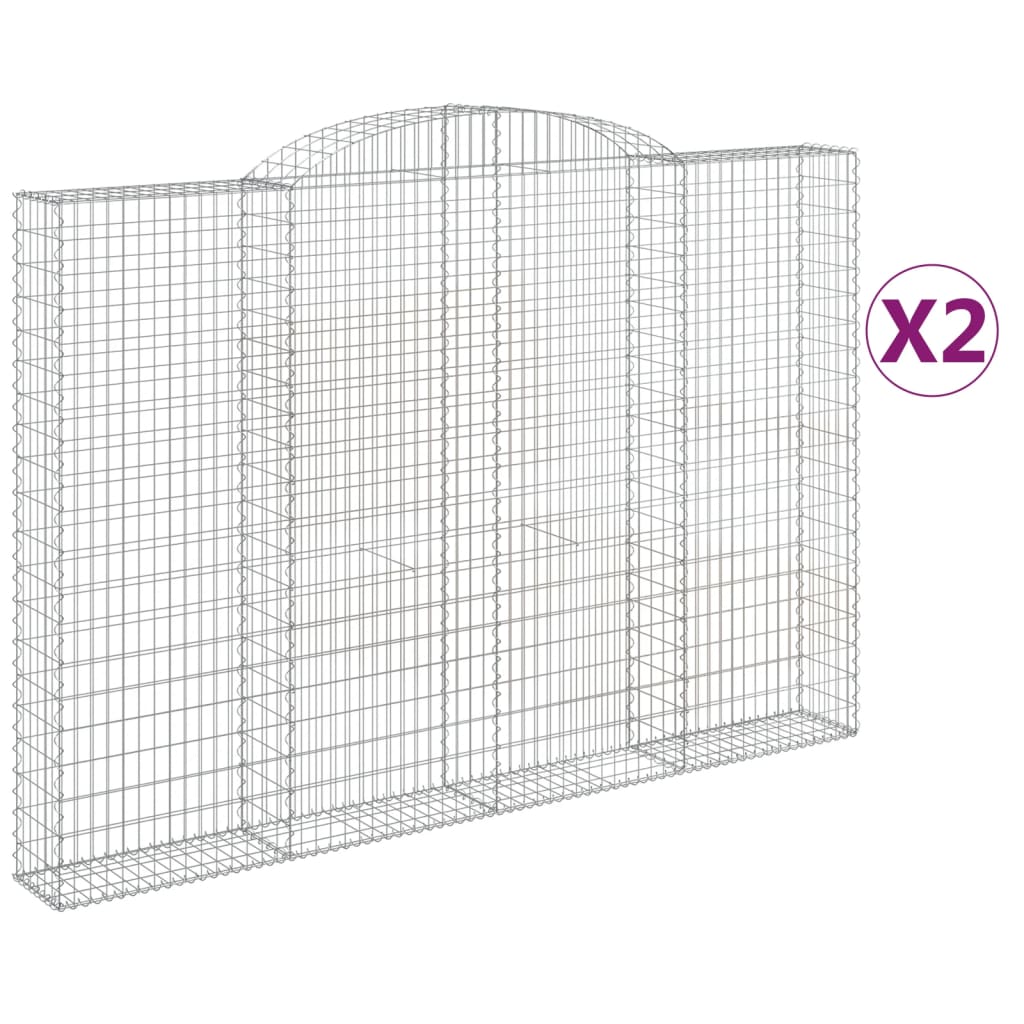 Coșuri gabion arcuite, 2 buc. 300x30x200/220 cm fier galvanizat