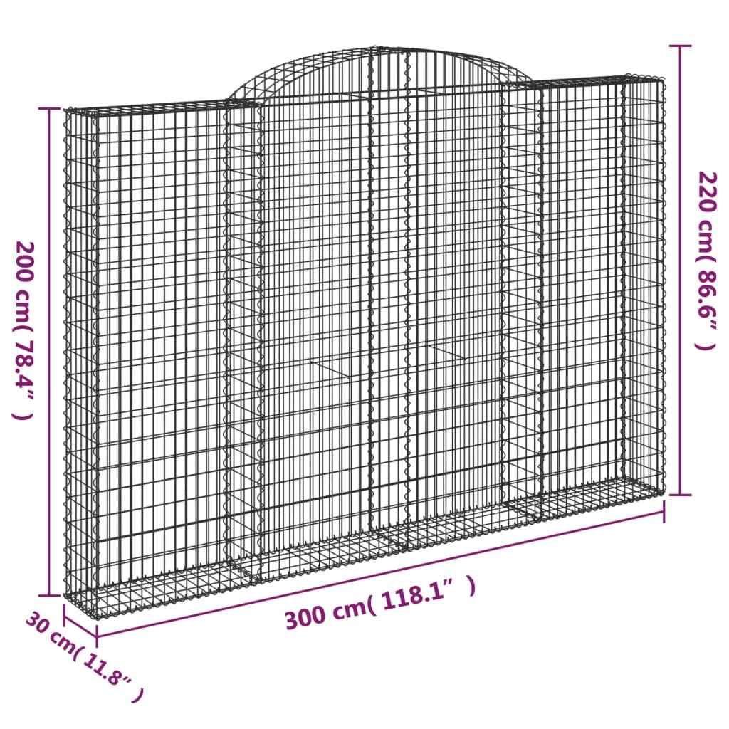Coșuri gabion arcuite, 2 buc. 300x30x200/220 cm fier galvanizat