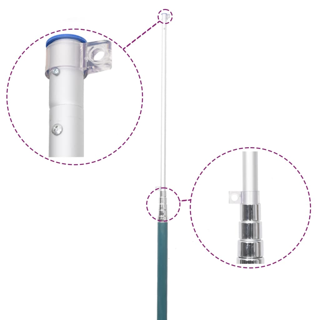 Steag SUA și stâlp din aluminiu, 5,55 m