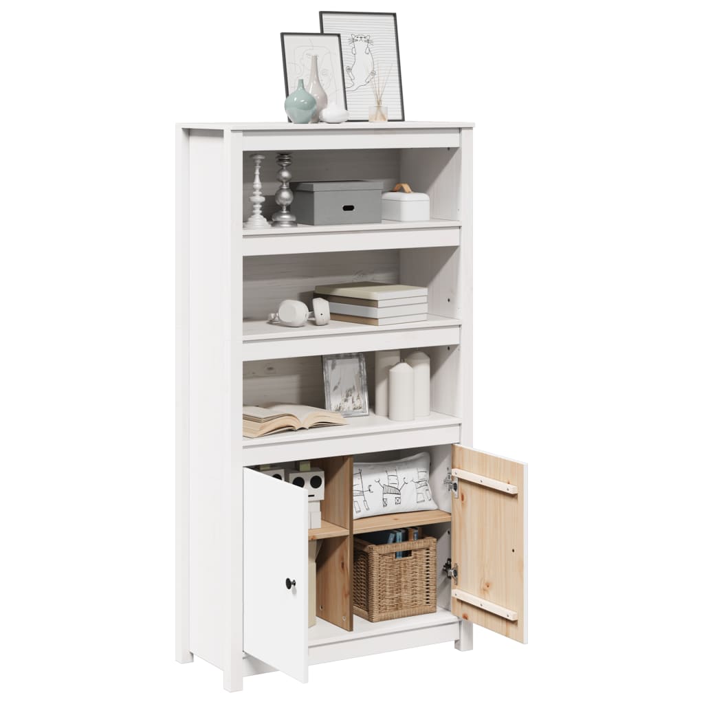 Dulap înalt, alb, 80x35x154 cm, lemn masiv de pin