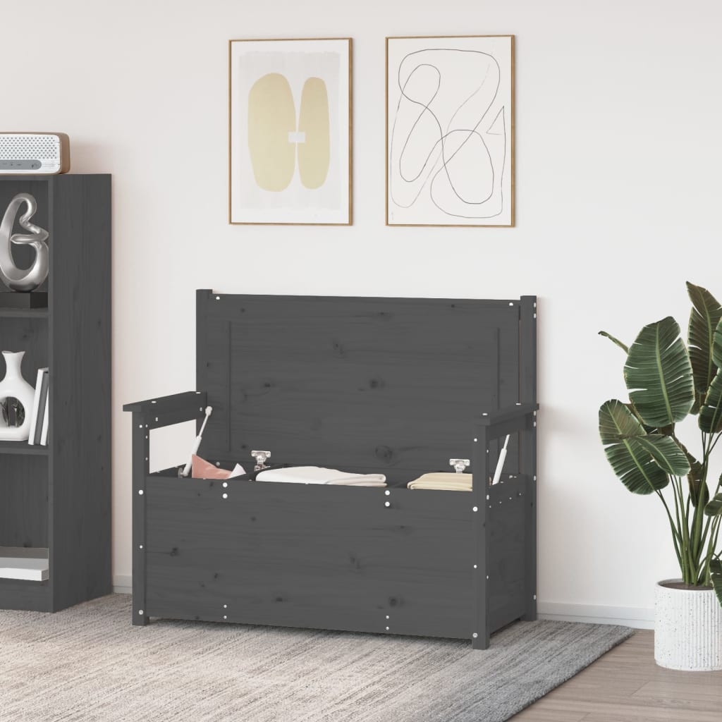 Bancă, gri, 112,5x51,5x96,5 cm, lemn masiv de pin