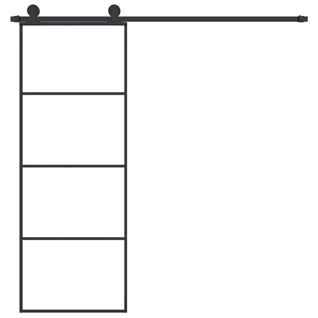 Ușă glisantă cu set feronerie, 76x205 cm, sticlă ESG/aluminiu