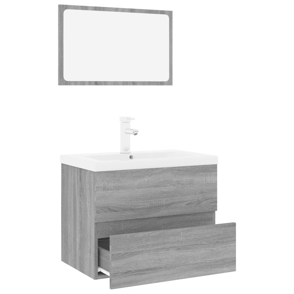 Set de mobilier de baie, gri sonoma, lemn prelucrat