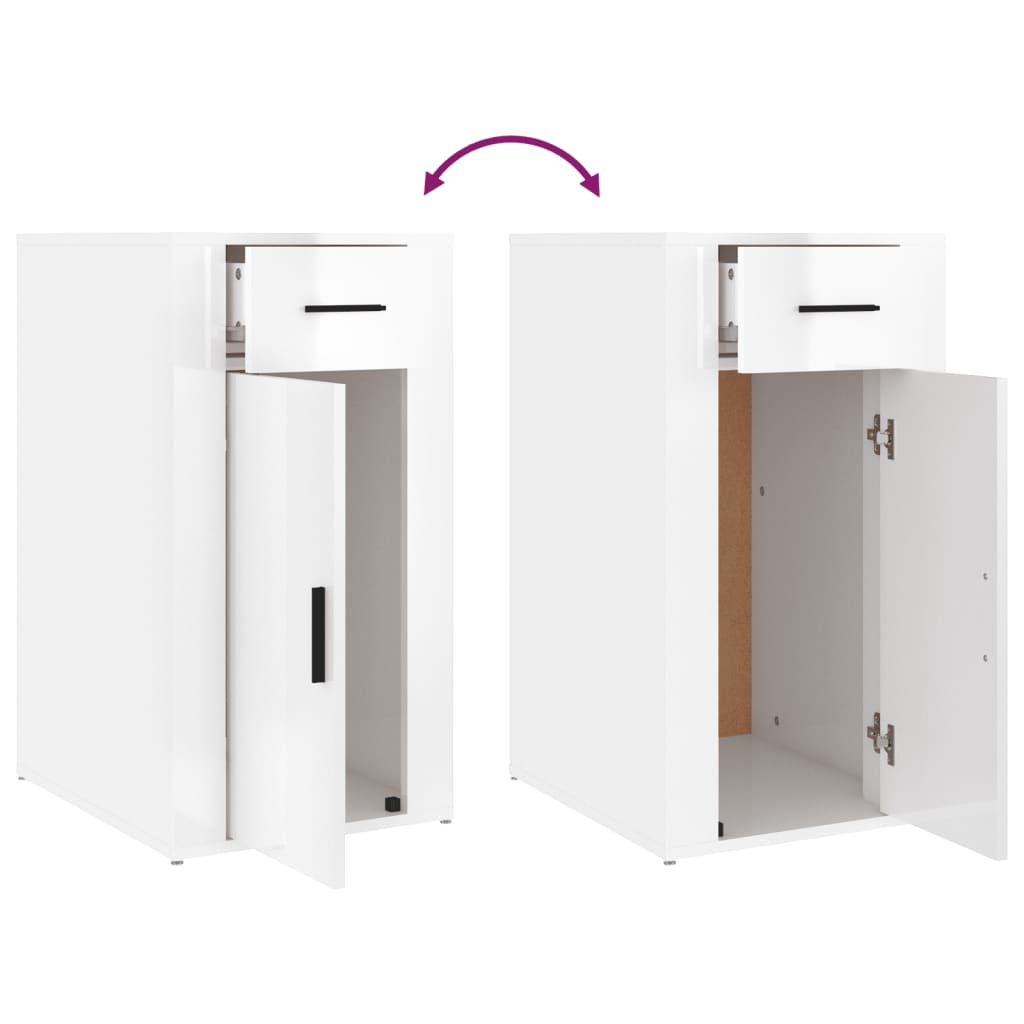 Birou, alb extralucios, 40x49x75 cm, lemn prelucrat