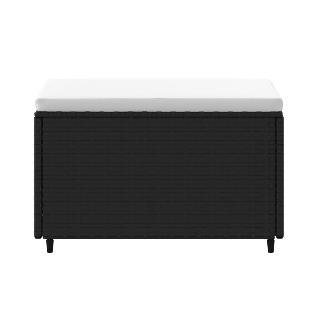 Taburet de grădină cu pernă, negru, poliratan