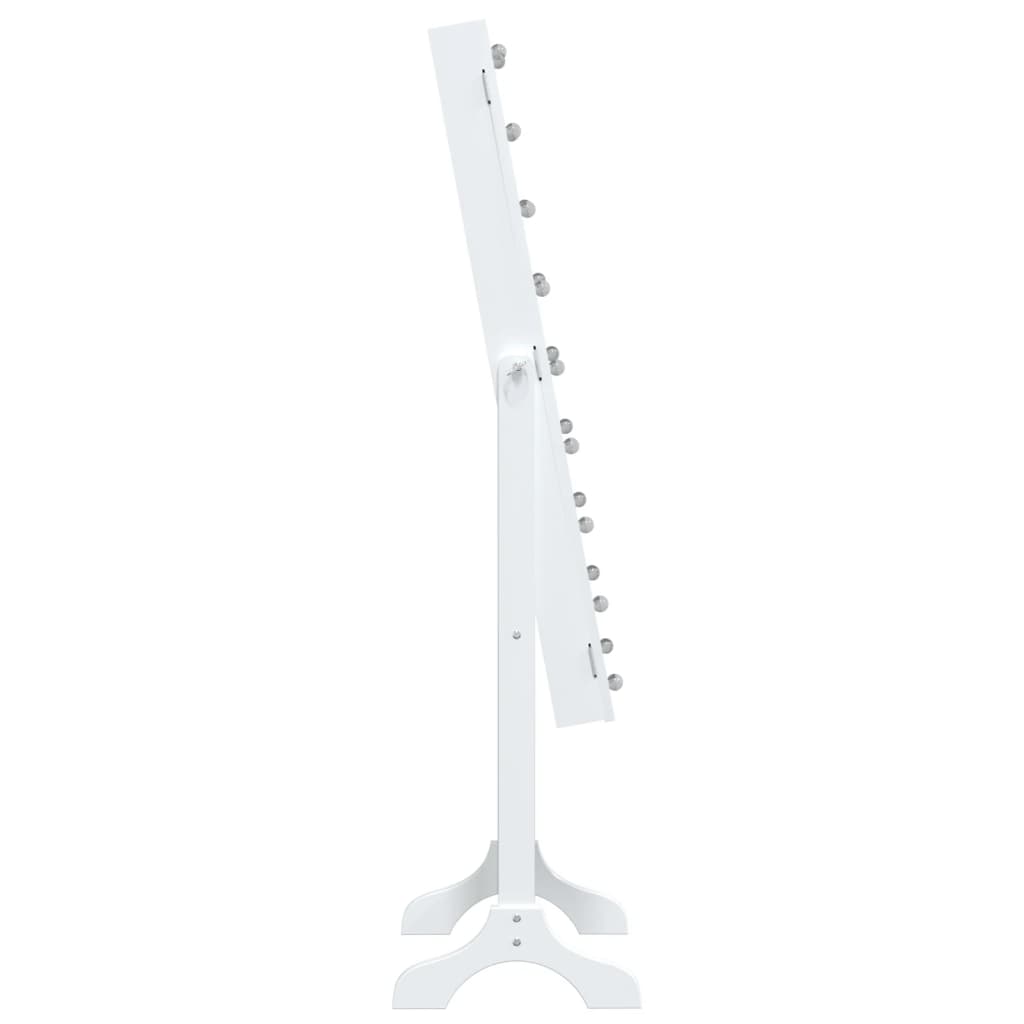 Oglindă de sine stătătoare cu LED, alb, 34x37x146 cm