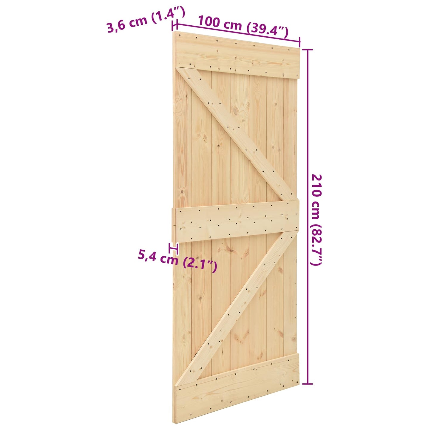 Ușă NARVIK natural 100 x 210 cm Lemn de Pin Solid