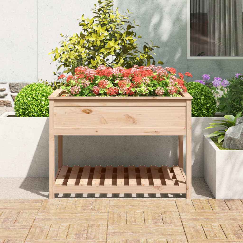 Jardinieră cu raft, 111,5x111,5x81 cm, lemn masiv de pin