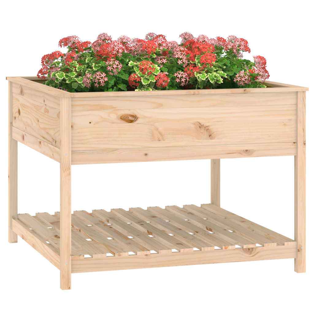 Jardinieră cu raft, 111,5x111,5x81 cm, lemn masiv de pin