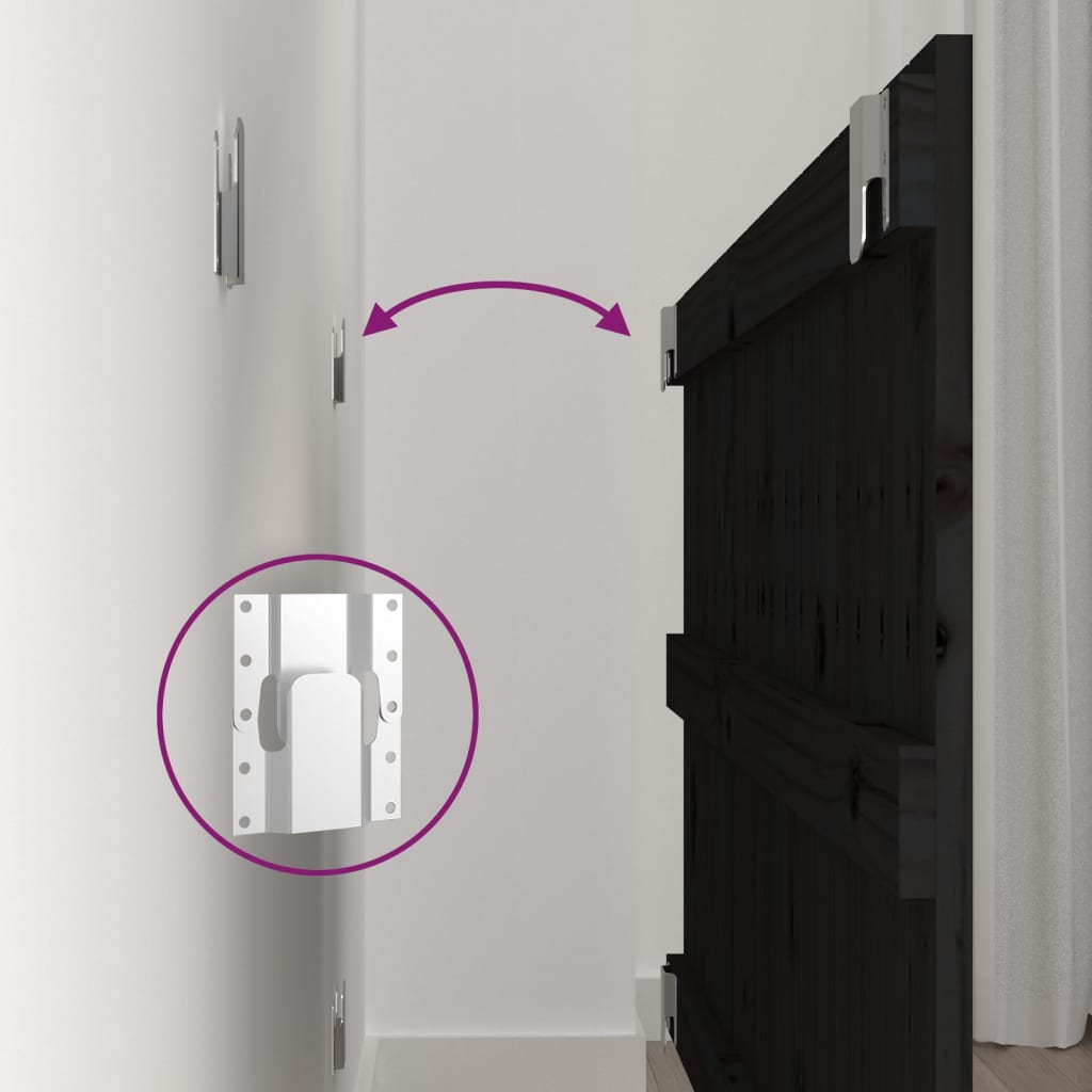 Tăblie de pat pentru perete, negru, 95,5x3x60cm, lemn masiv pin