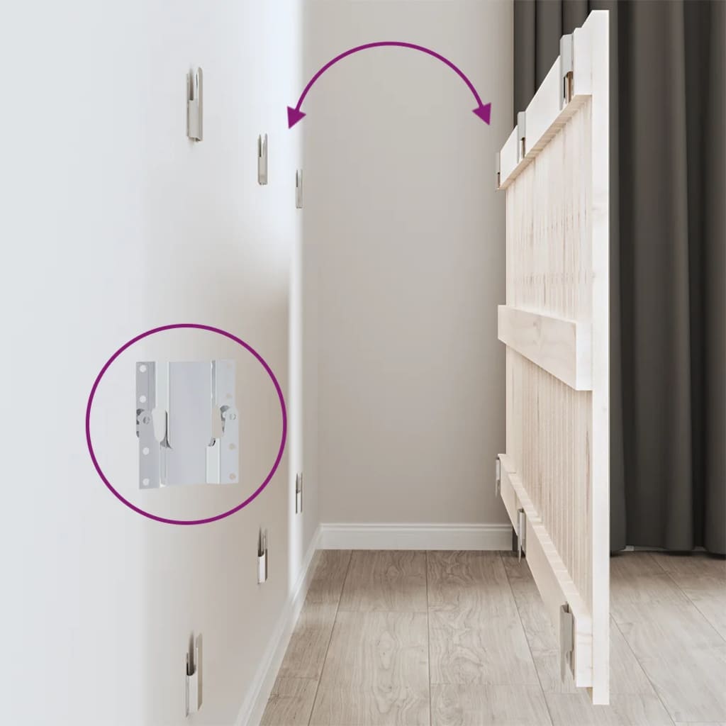 Tăblie de pat pentru perete, alb, 166x3x60 cm, lemn masiv pin