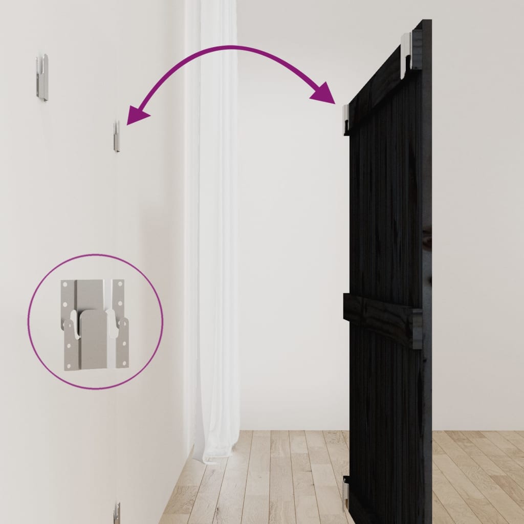 Tăblie de pat pentru perete, negru, 95,5x3x90cm, lemn masiv pin