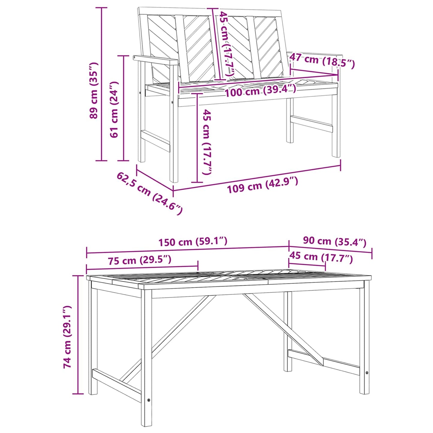 Set de masă pentru grădină 3 pcs Maro Lemn Solid de Acacia
