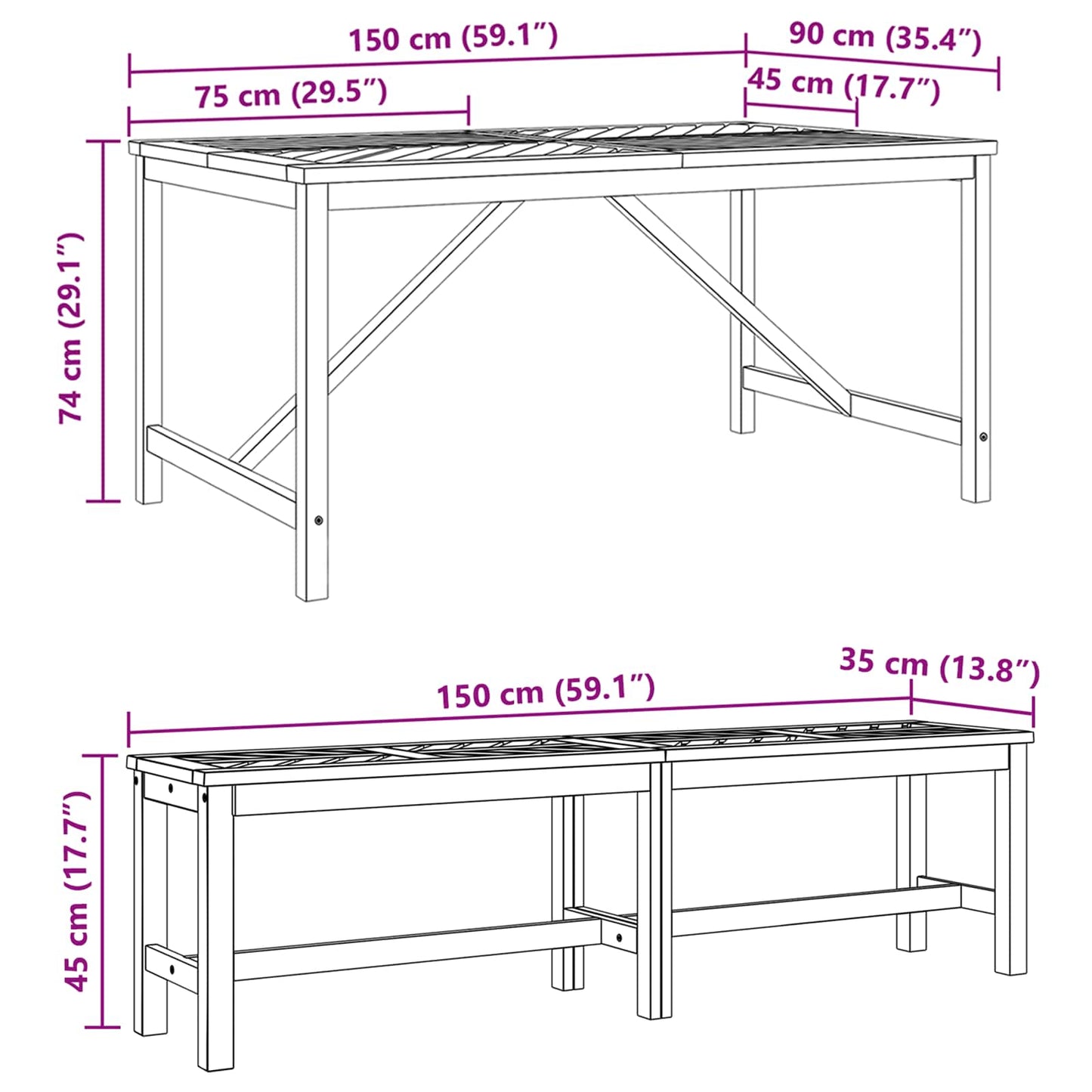 Set de masă pentru grădină 3 pcs Maro Lemn Solid de Acacia