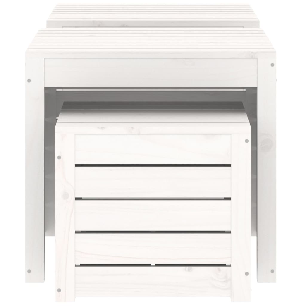 Set cutie de grădină, 3 piese, alb, lemn masiv de pin