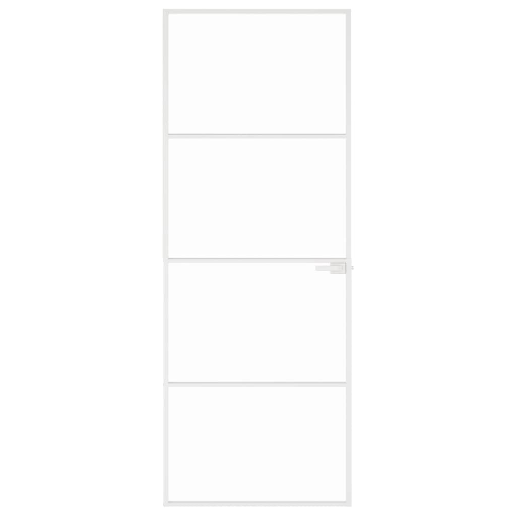 Ușă de interior alb 76x201,5 cm sticlă securiz. / aluminiu slim