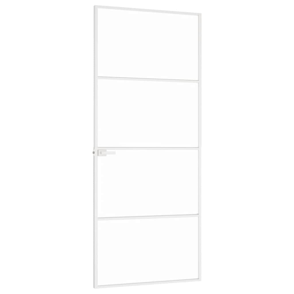 Ușă de interior alb 83x201,5 cm sticlă securiz. / aluminiu slim